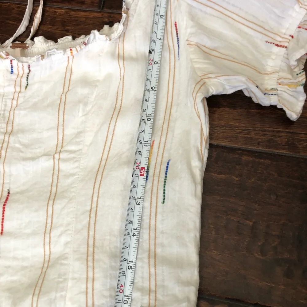 Free People Cream Blouse with Multicolor Stitching - Picture 5 of 7